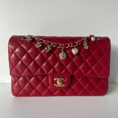 Chanel Classic Glazed Calfskin Double Flap Red #14