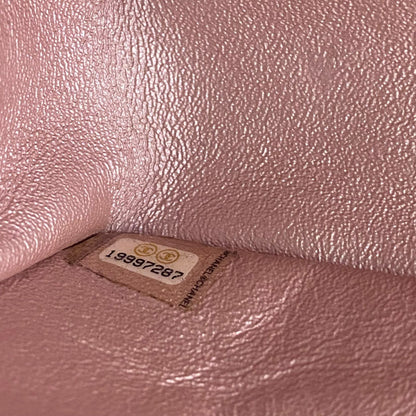 Chanel Rectangular Double Flap Goatskin Metallic Pink #19