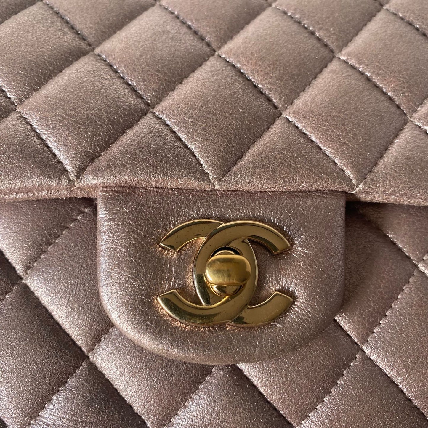 Chanel Rectangular Double Flap Goatskin Metallic Pink #19