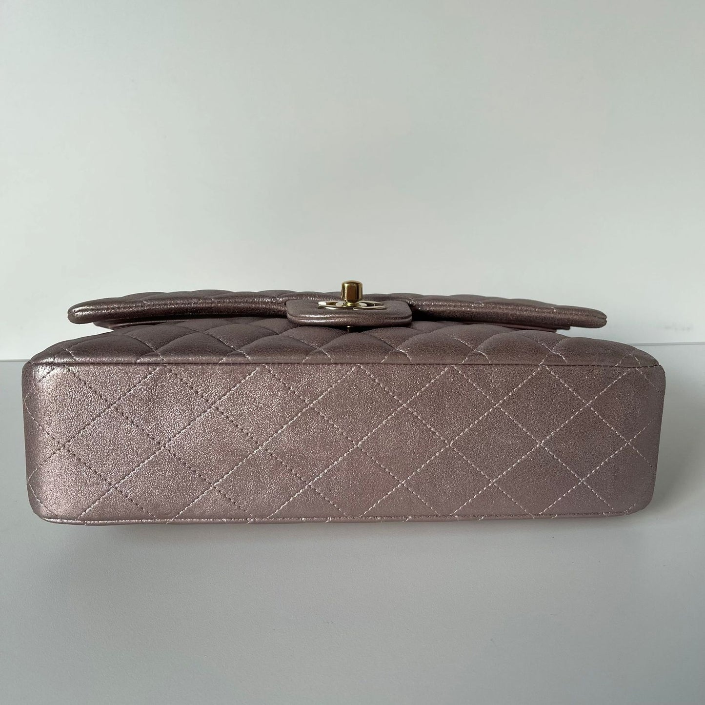 Chanel Rectangular Double Flap Goatskin Metallic Pink #19