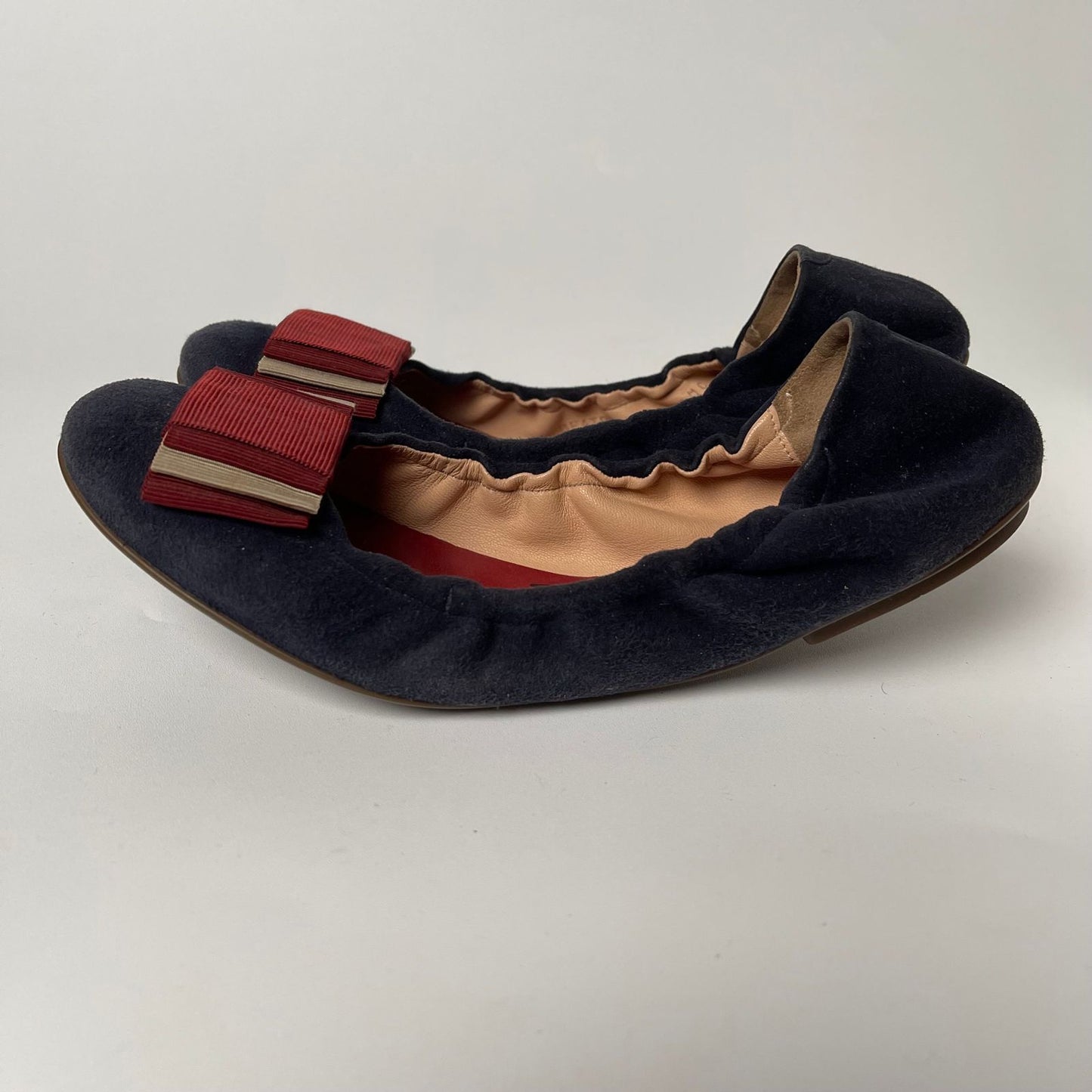 Bally Ballerina Suede Navy Red