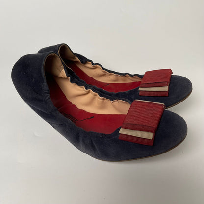 Bally Ballerina Suede Navy Red