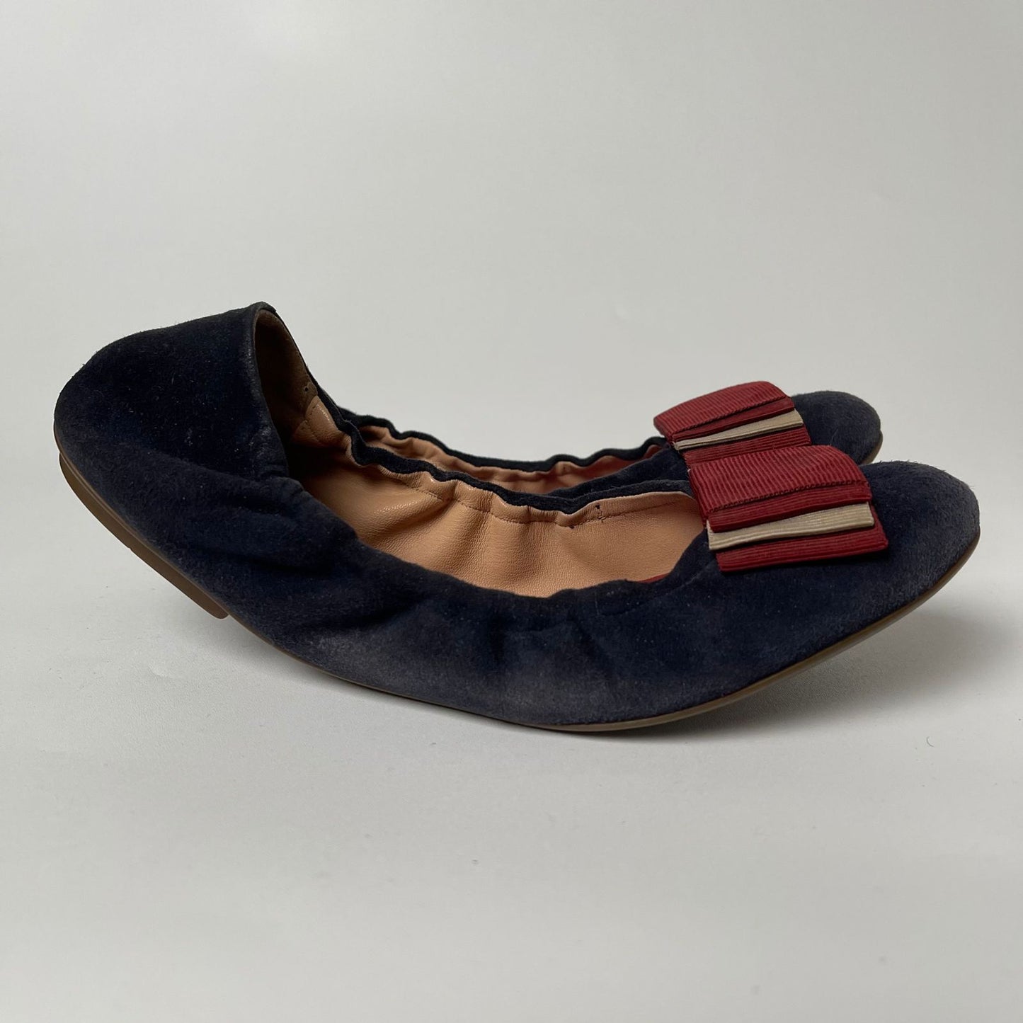 Bally Ballerina Suede Navy Red