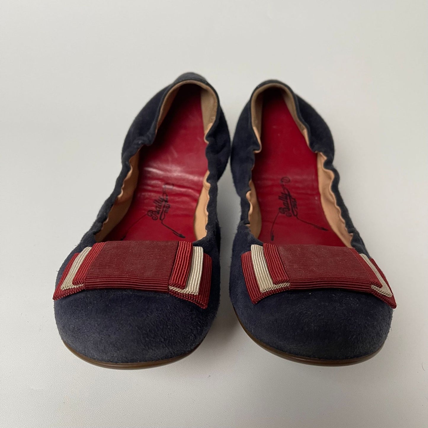 Bally Ballerina Suede Navy Red