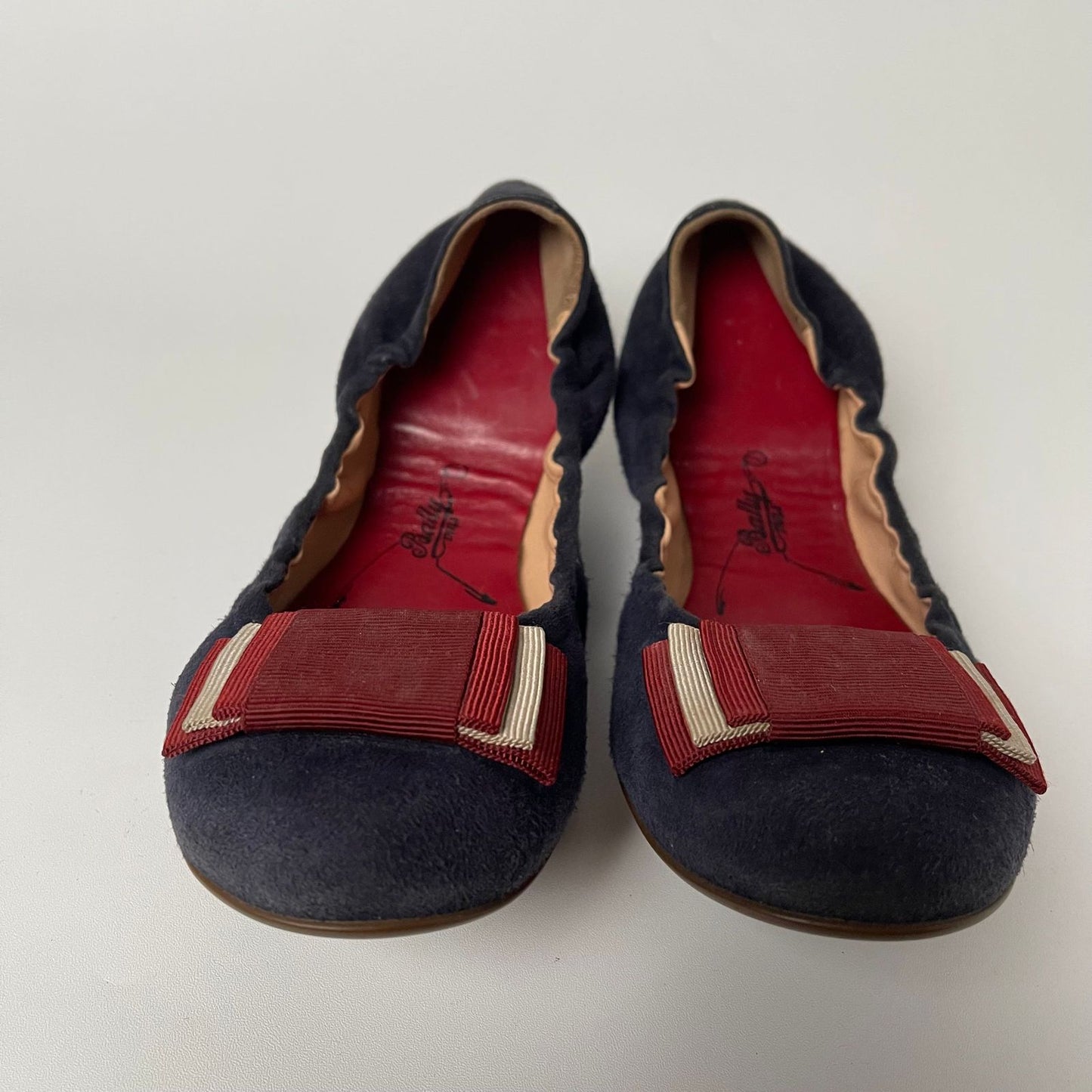 Bally Ballerina Suede Navy Red