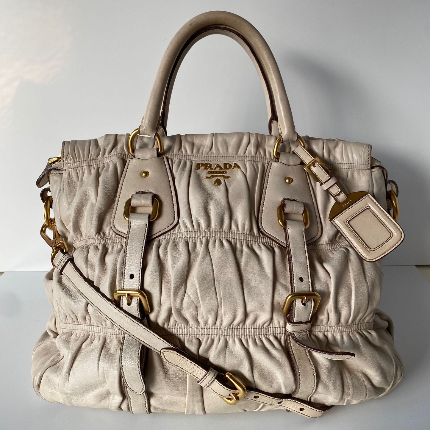 Prada Gaufre Sling Satchel Ivory 2007