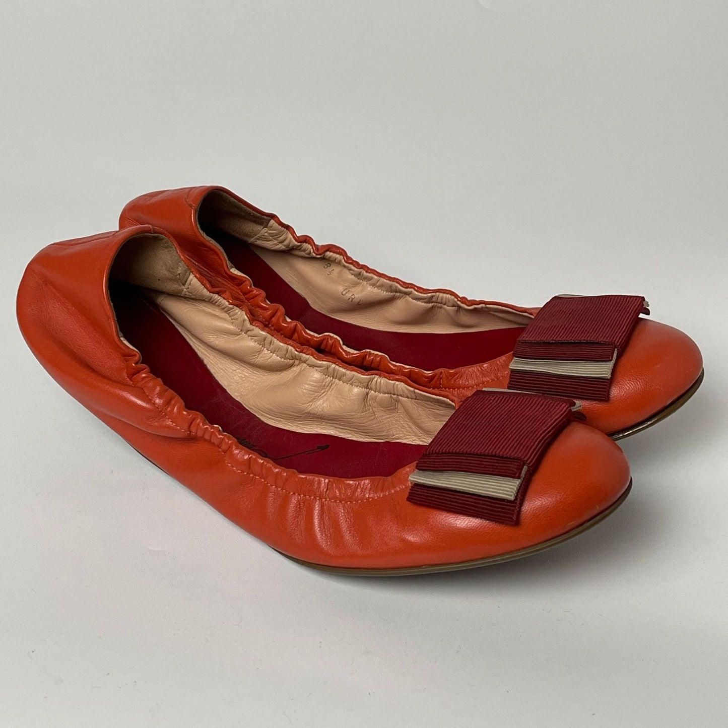 Bally Ballerina Leather Orange Red