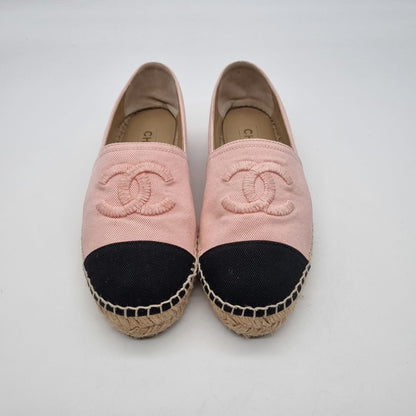 Chanel Espadrilles Pink Black Size 39/25