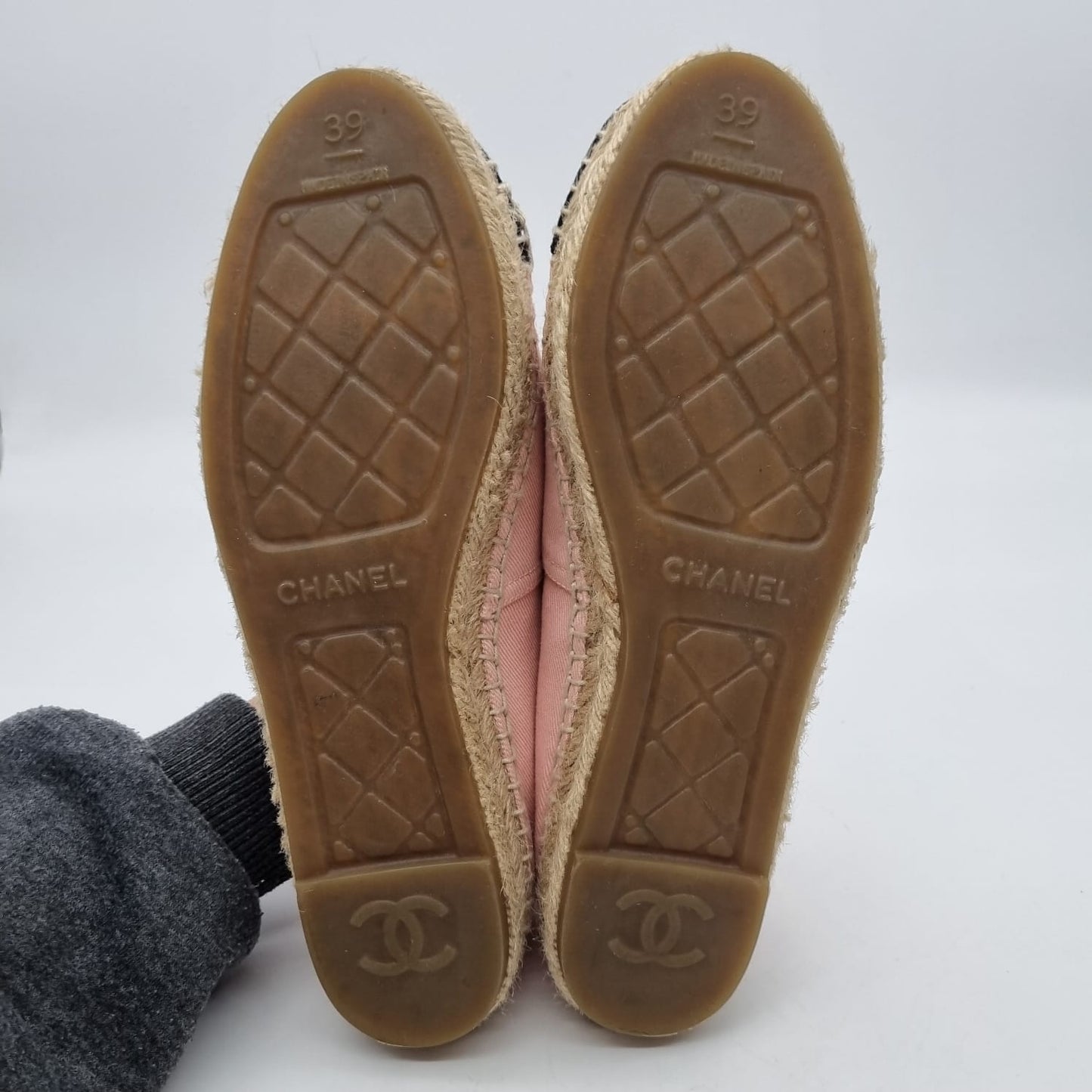 Chanel Espadrilles Pink Black Size 39/25