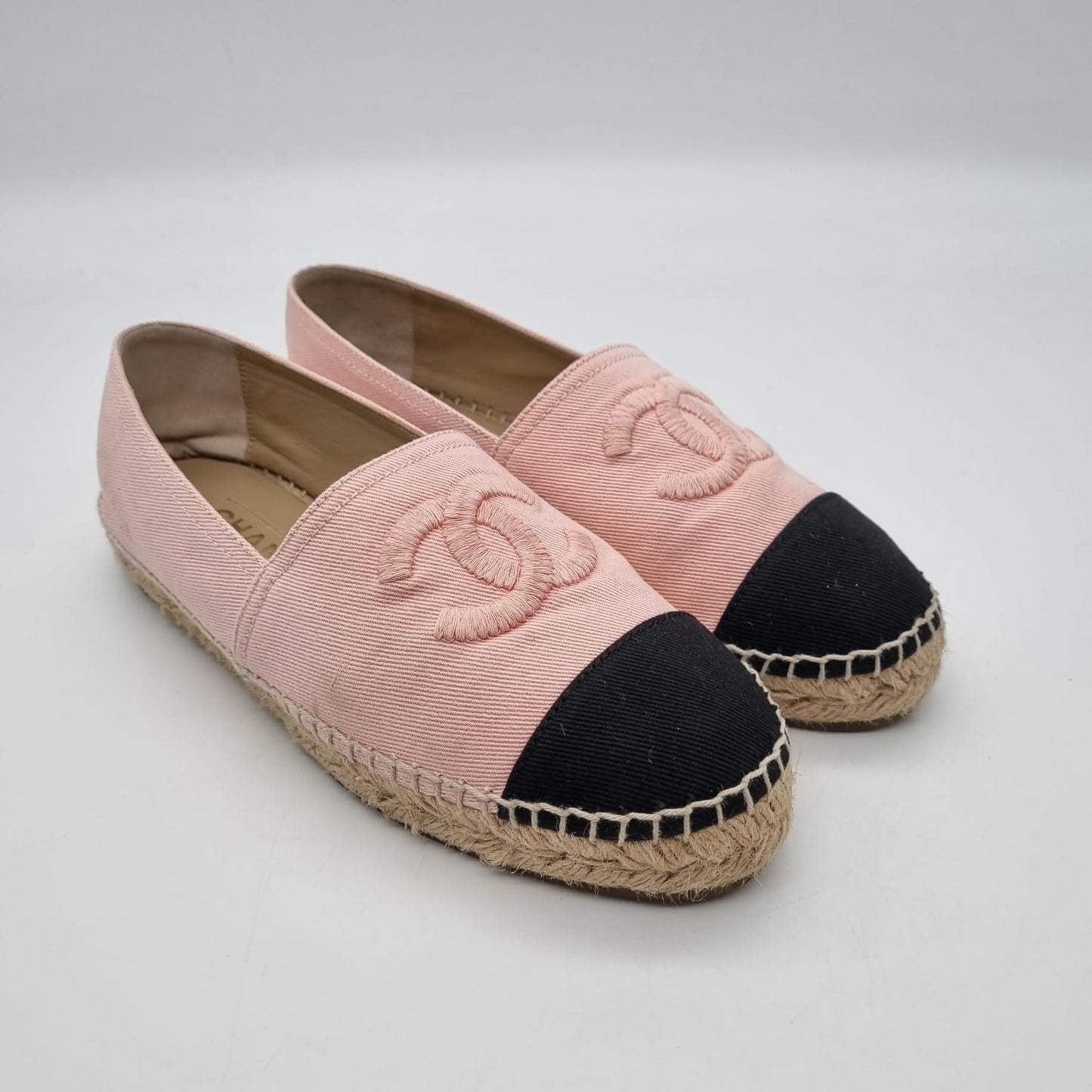 Chanel Espadrilles Pink Black Size 39/25