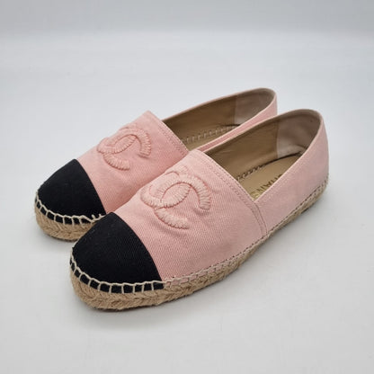 Chanel Espadrilles Pink Black Size 39/25