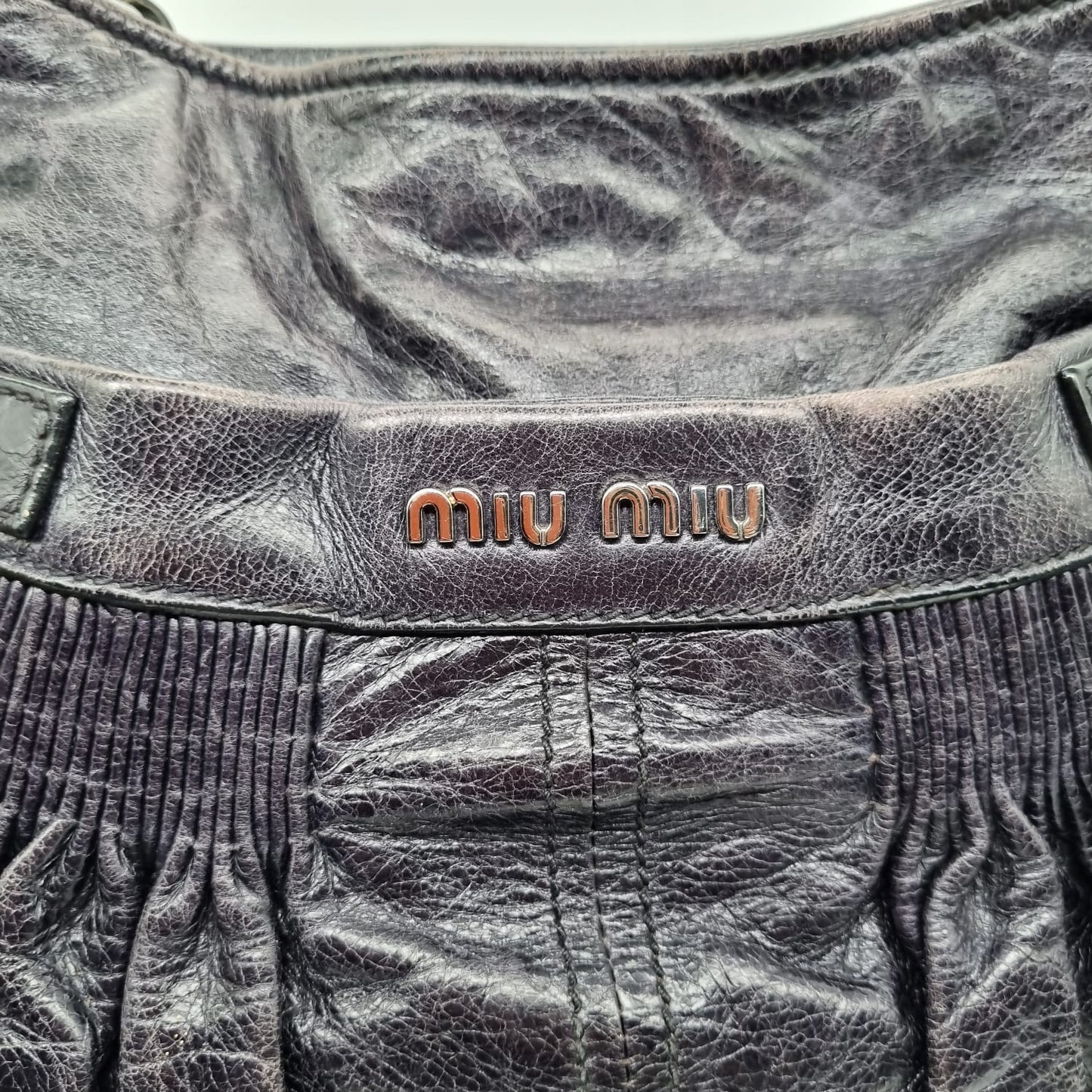 Miu Miu Hobo Bag Buckle Black Size 42x33