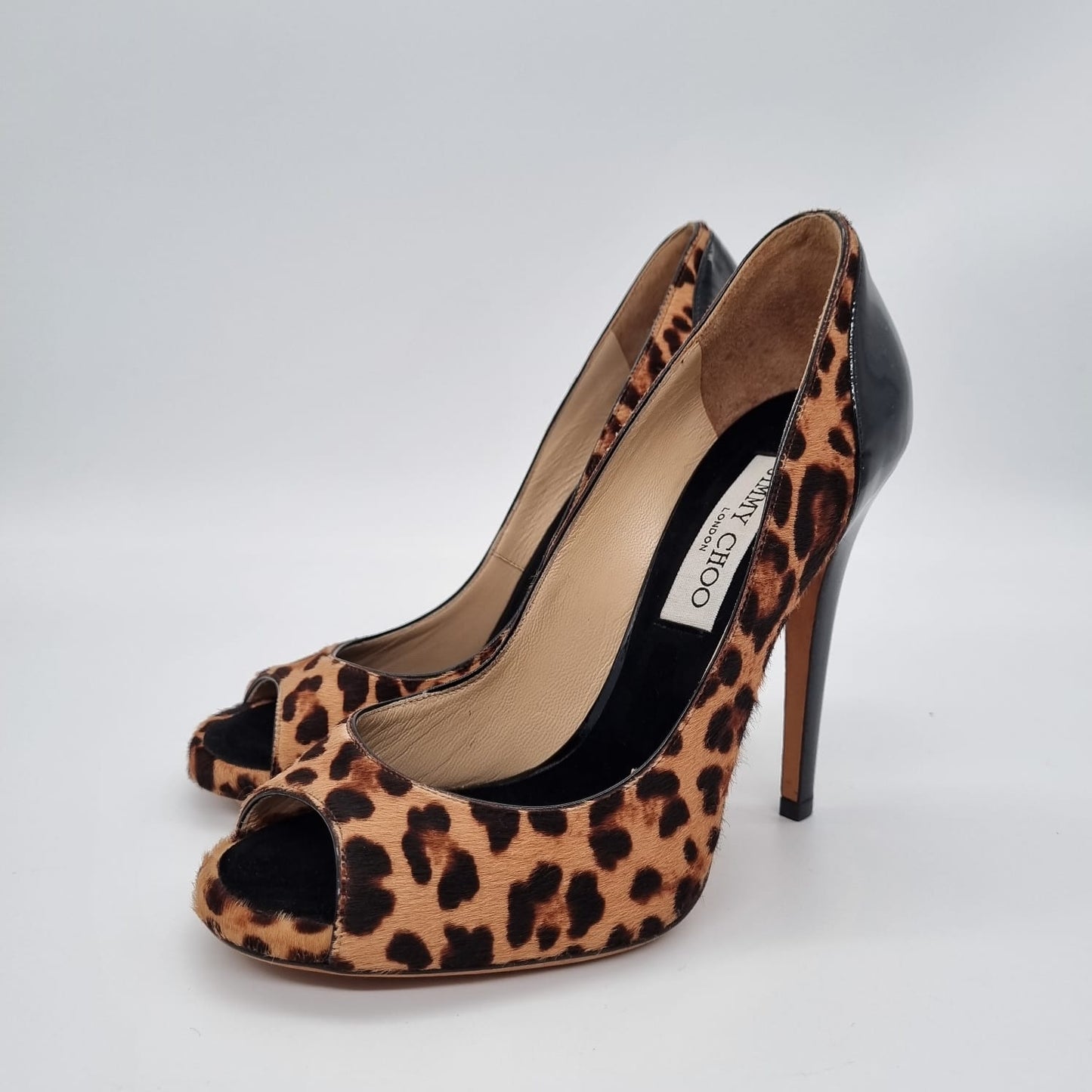 Jimmy Choo Leopard Printed Ponyhair Heels Size 37,5 insole 24.5