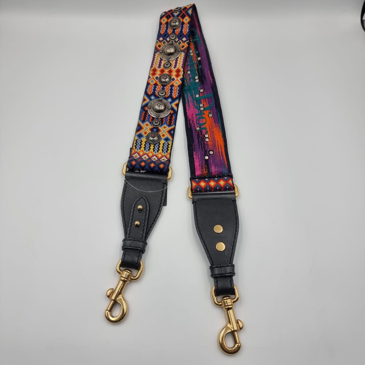 Dior Studded Canvas Embroided Bohemian Strap P. 83cm