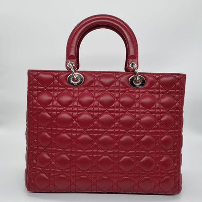 Dior Lady Dior Leather Red 2010 Size 32x11x25