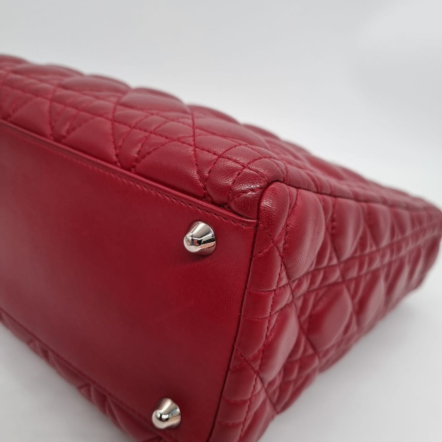 Dior Lady Dior Leather Red 2010 Size 32x11x25