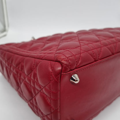 Dior Lady Dior Leather Red 2010 Size 32x11x25