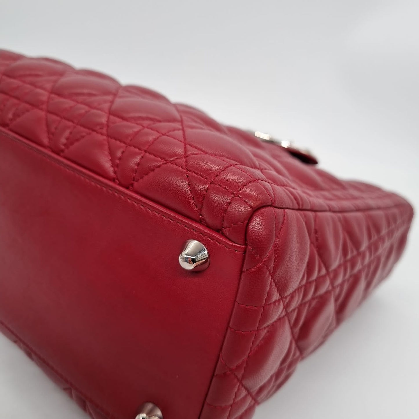 Dior Lady Dior Leather Red 2010 Size 32x11x25