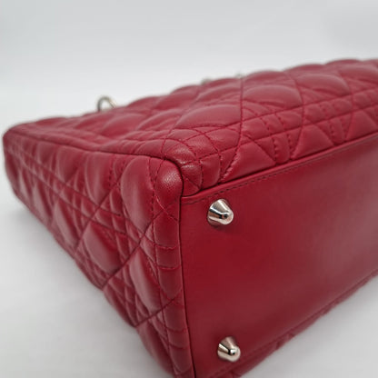 Dior Lady Dior Leather Red 2010 Size 32x11x25