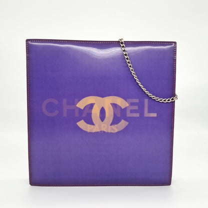 Chanel Vintage CC Holographic Vinyl Chain Shoulder Bag Purple #6 Size 20x5x20