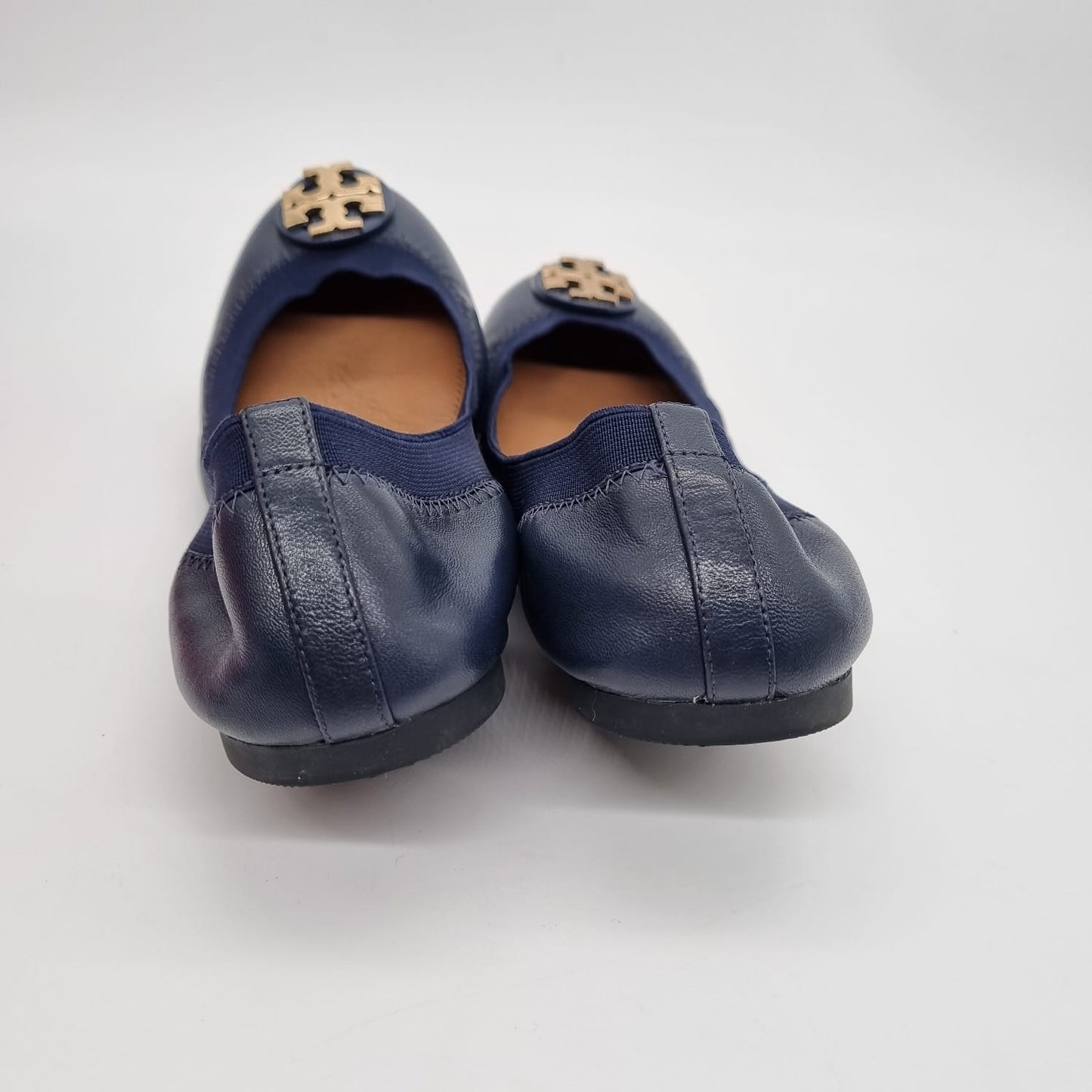 Tory Burch Claire Elastic Travel Balet Nappa Leather Royal Navy Size 7,5/24