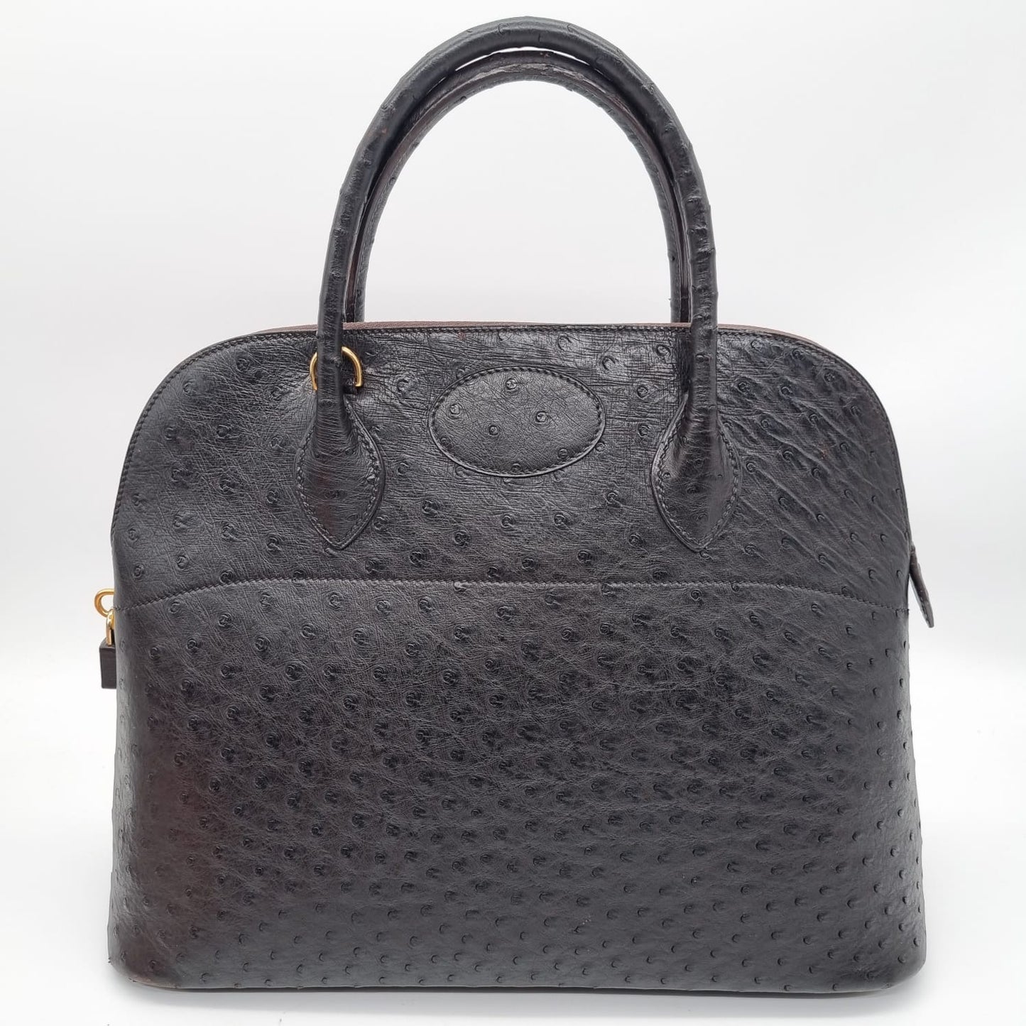 Hermes Bolide 35 Ostrich Black GHW #Z 1970 Size 35x14x27