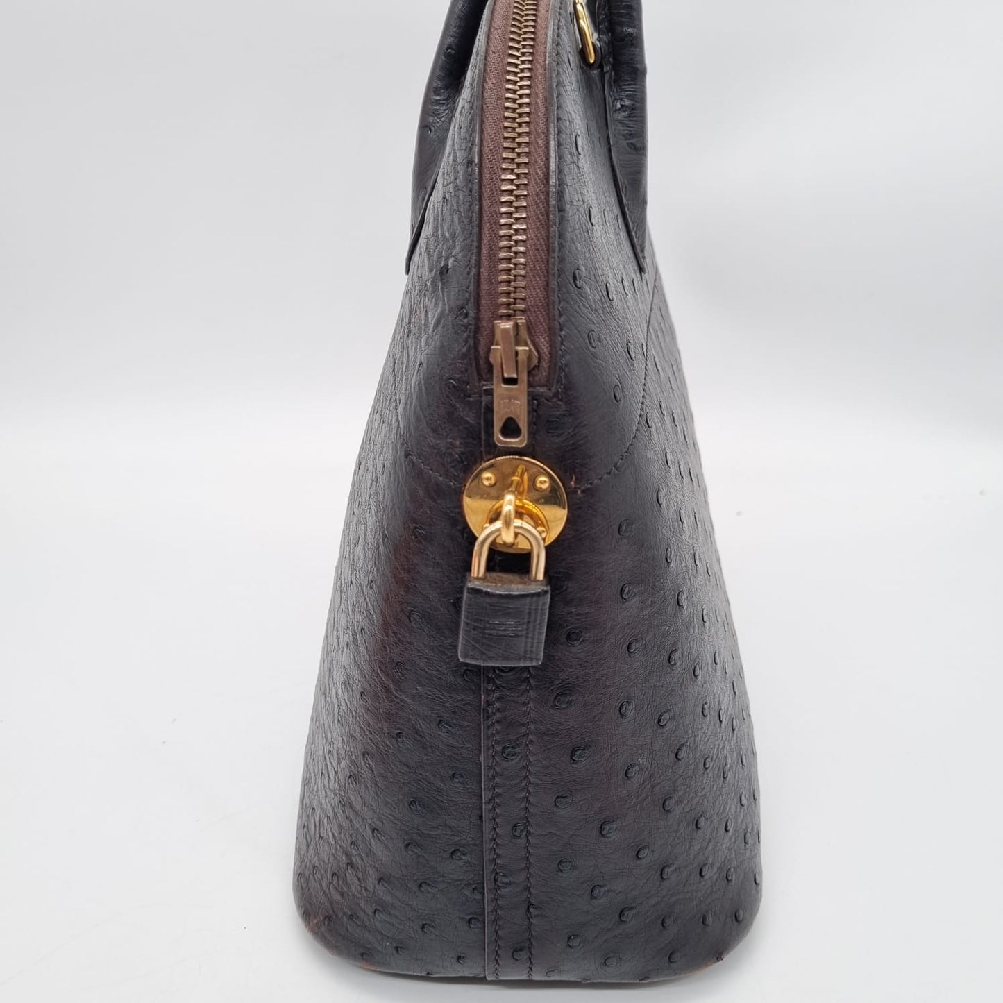 Hermes Bolide 35 Ostrich Black GHW #Z 1970 Size 35x14x27