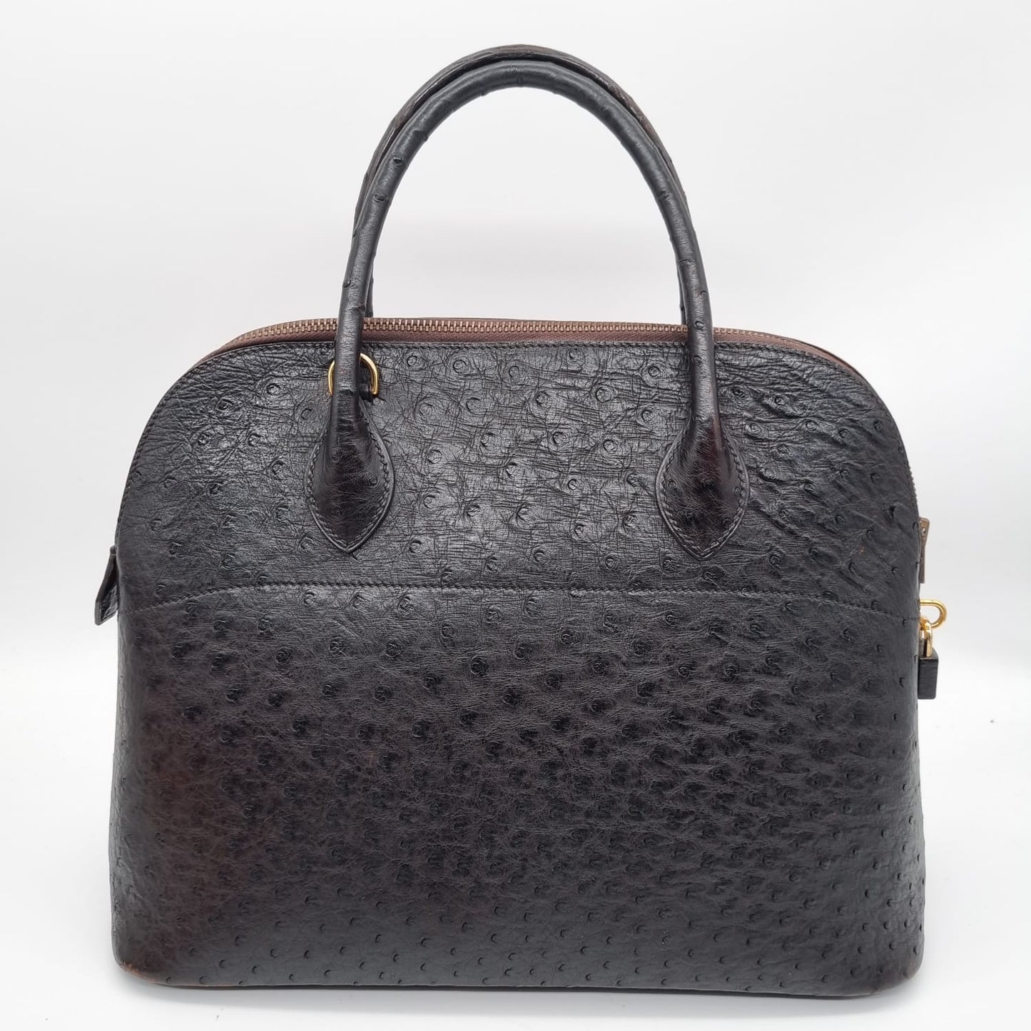 Hermes Bolide 35 Ostrich Black GHW #Z 1970 Size 35x14x27