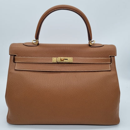 Hemes Kelly 35 Togo Leather Gold GHW #P 2012 Size 35x12x26