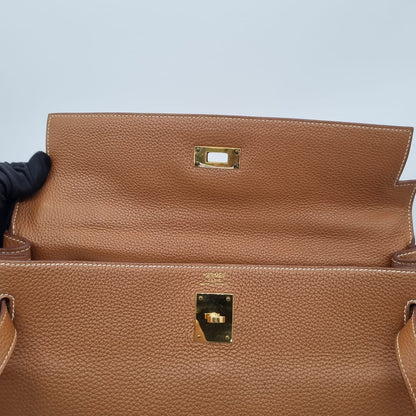 Hemes Kelly 35 Togo Leather Gold GHW #P 2012 Size 35x12x26