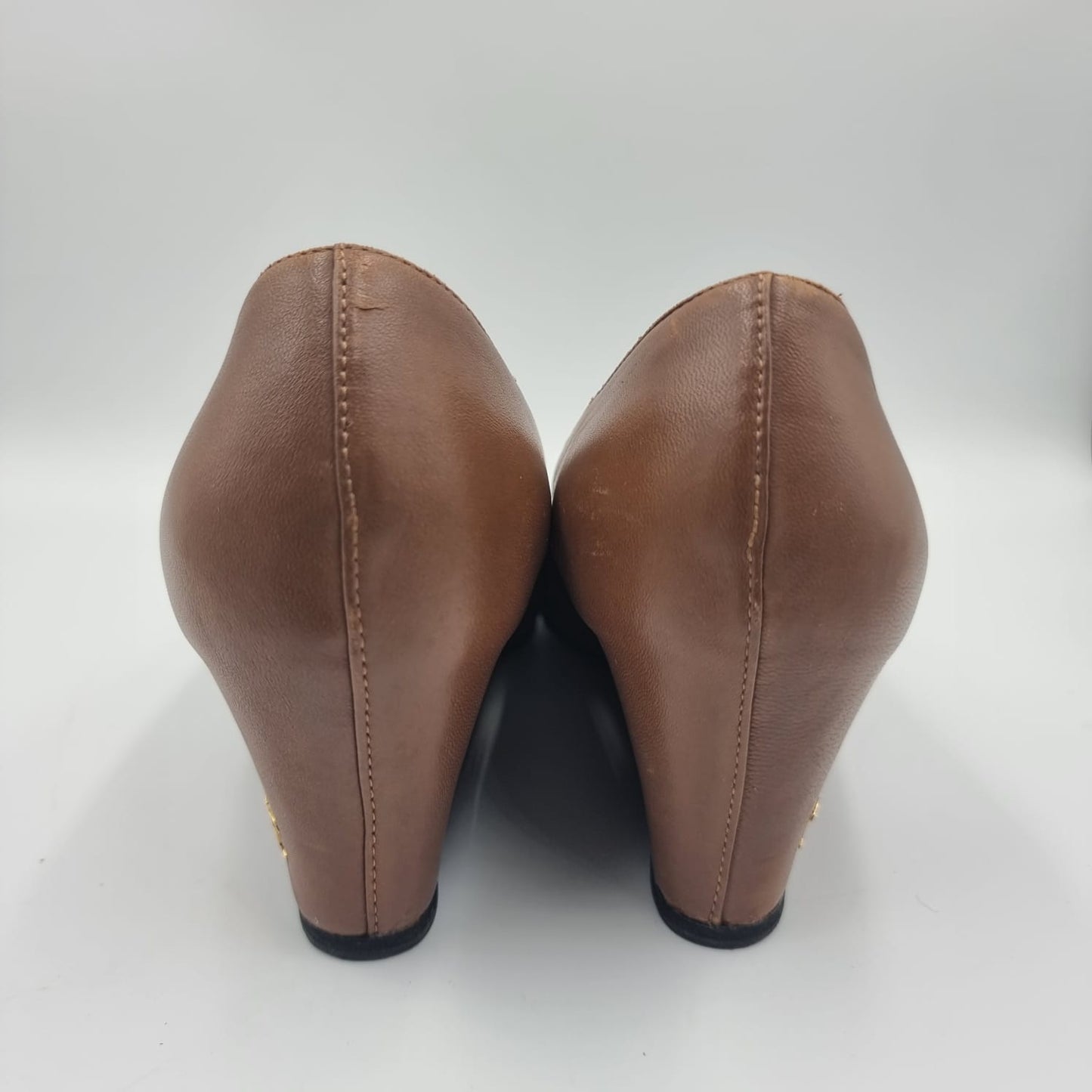 Chanel lambskin Cap toe wedges Size 37.5/24.5