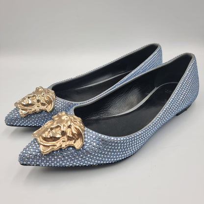 Versace flat shoes pearl blue Size 38/25