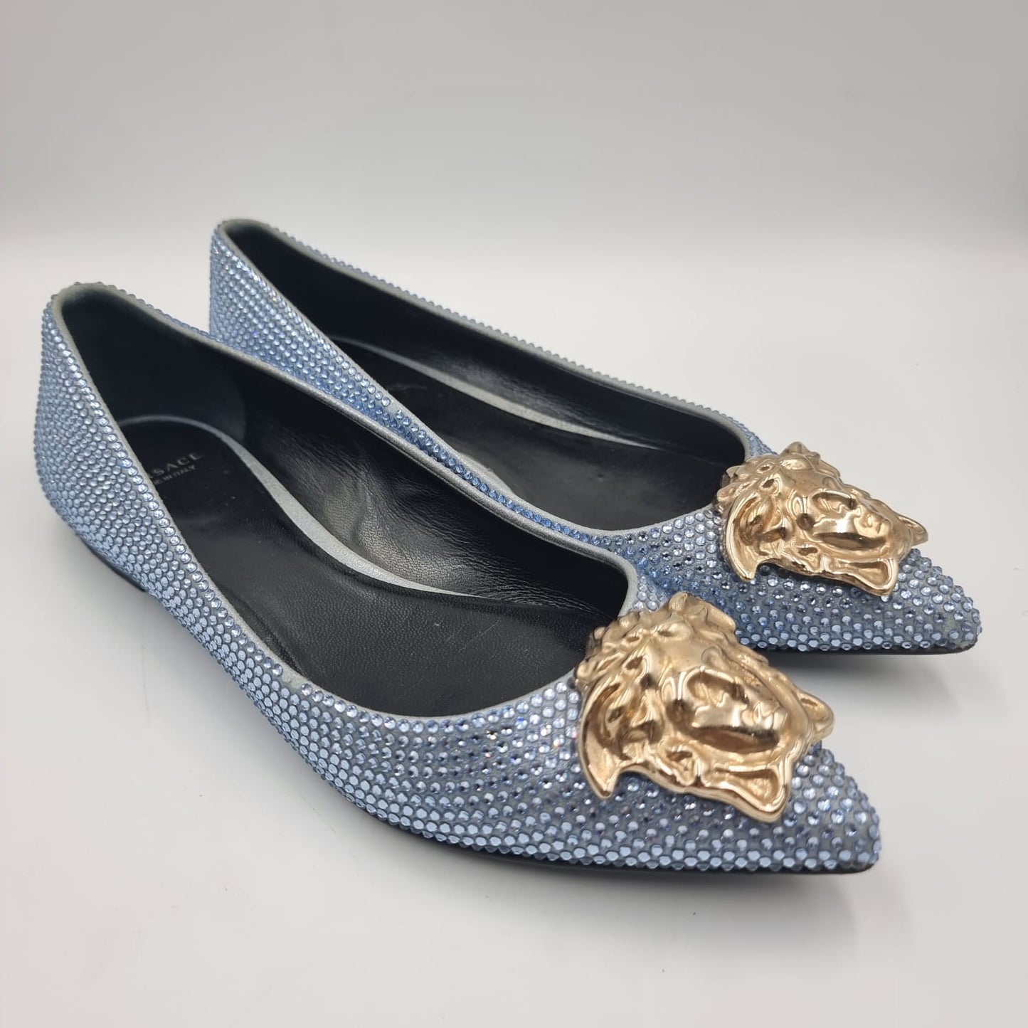 Versace flat shoes pearl blue Size 38/25