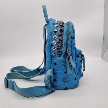 MCM Beebeeboo Backpack Small Studed Blue Size 21x11x25