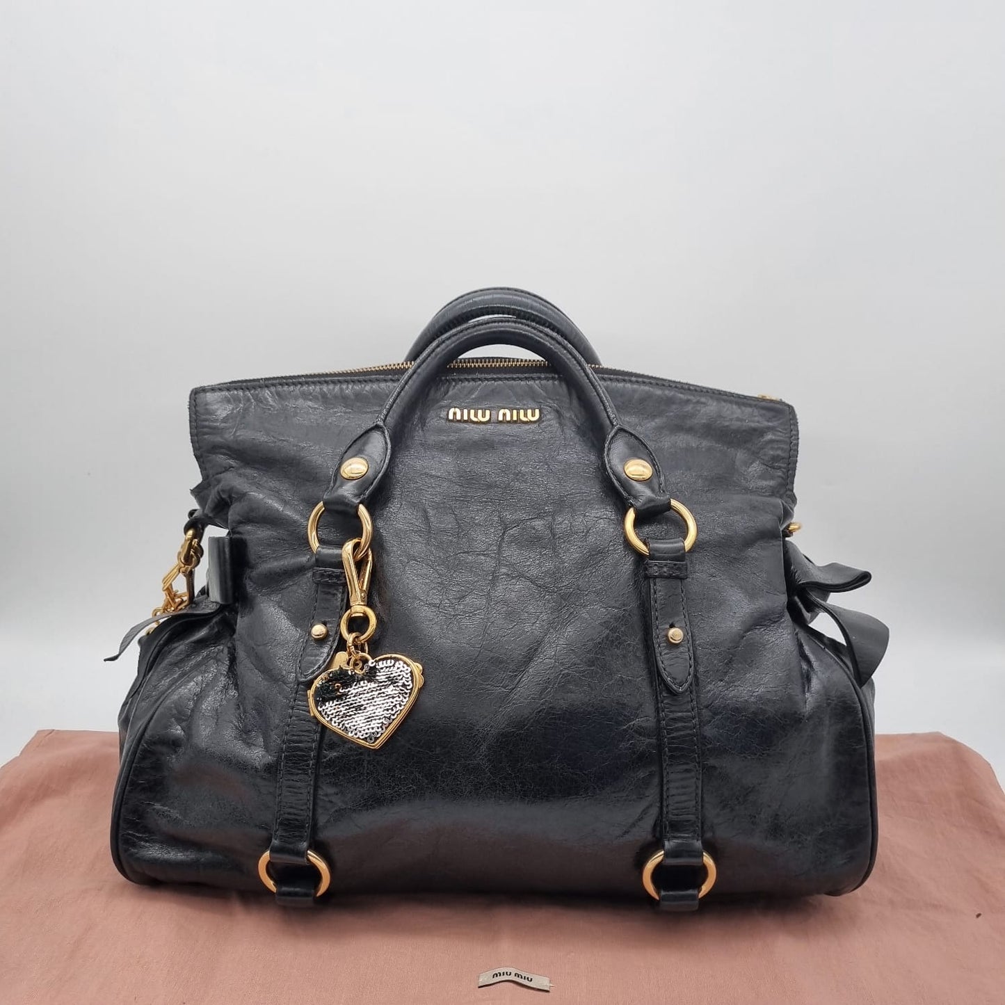 Miu Miu Vitello Hand Bag Black 2009 Size 36x15x27