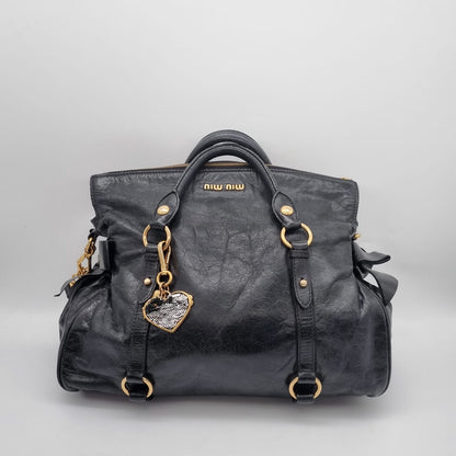 Miu Miu Vitello Hand Bag Black 2009 Size 36x15x27