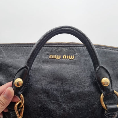 Miu Miu Vitello Hand Bag Black 2009 Size 36x15x27