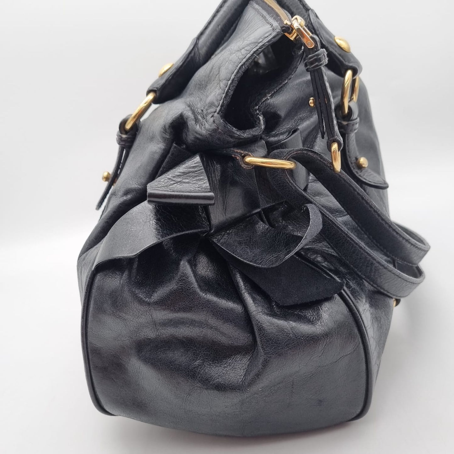 Miu Miu Vitello Hand Bag Black 2009 Size 36x15x27