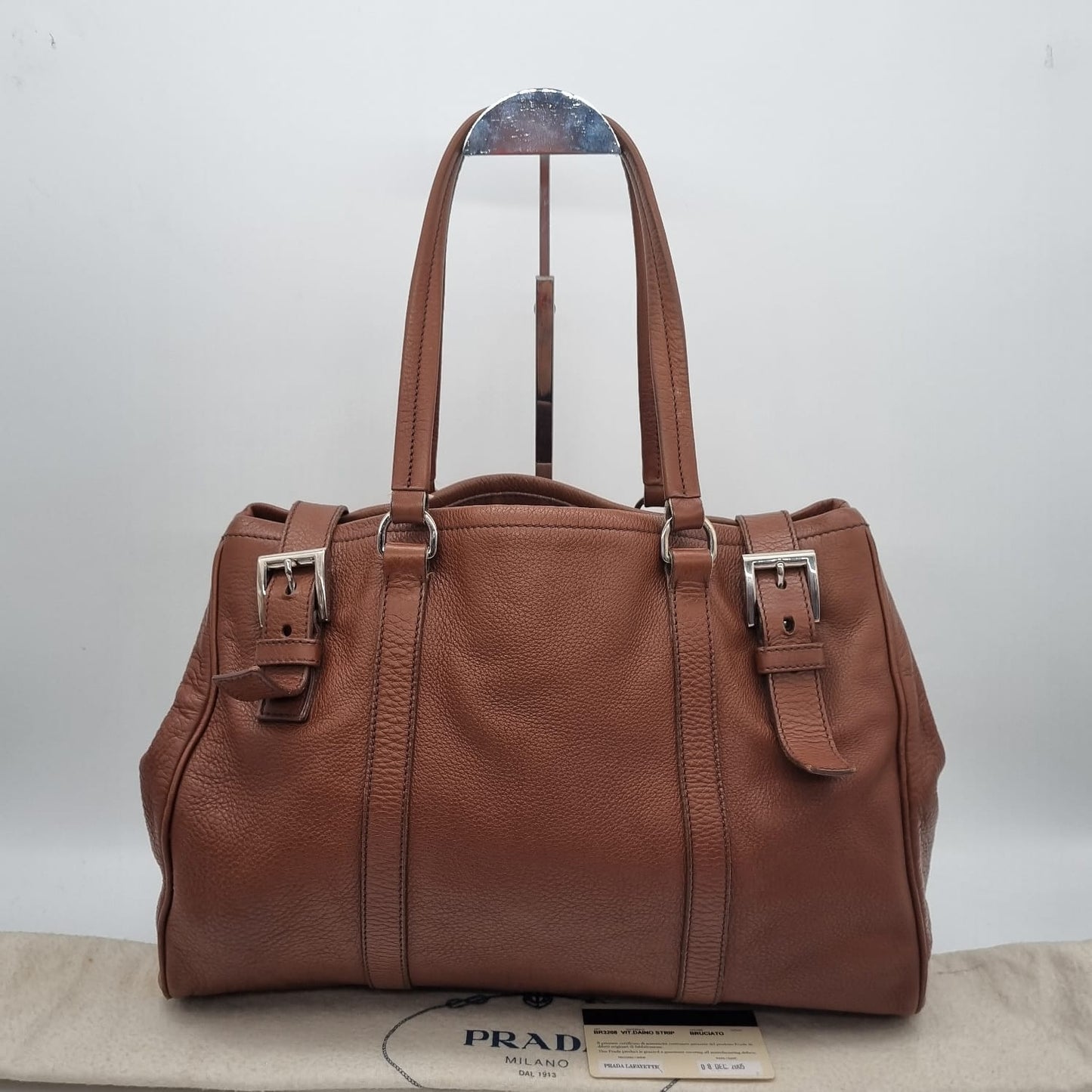 Prada Vitello Daino Strip Bruciato 2005 Size 37x10x25