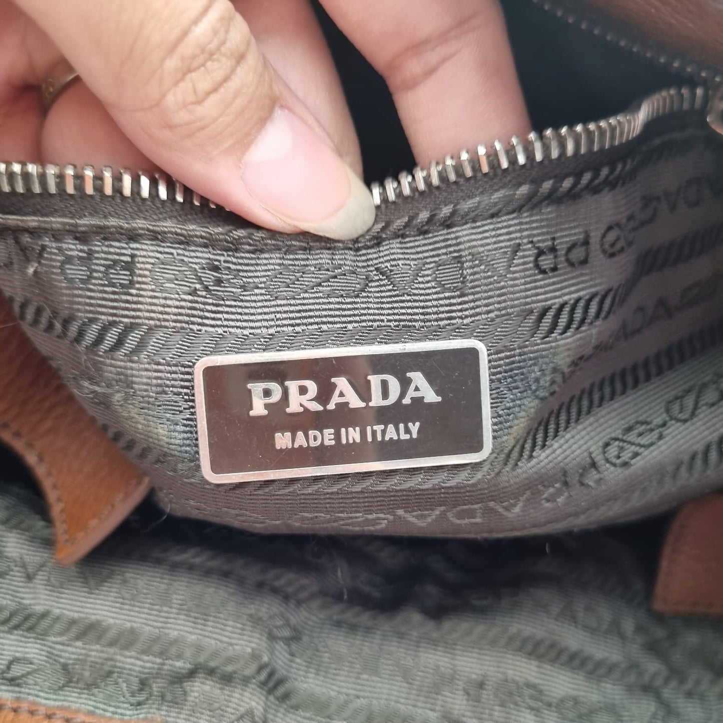 Prada Vitello Daino Strip Bruciato 2005 Size 37x10x25