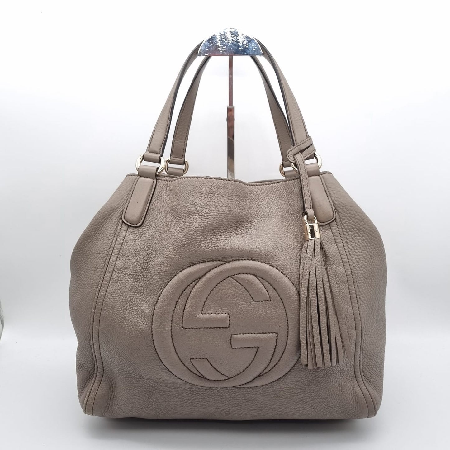 Gucci Soho Leather Shoulder Bag Grey Size 34x12x30