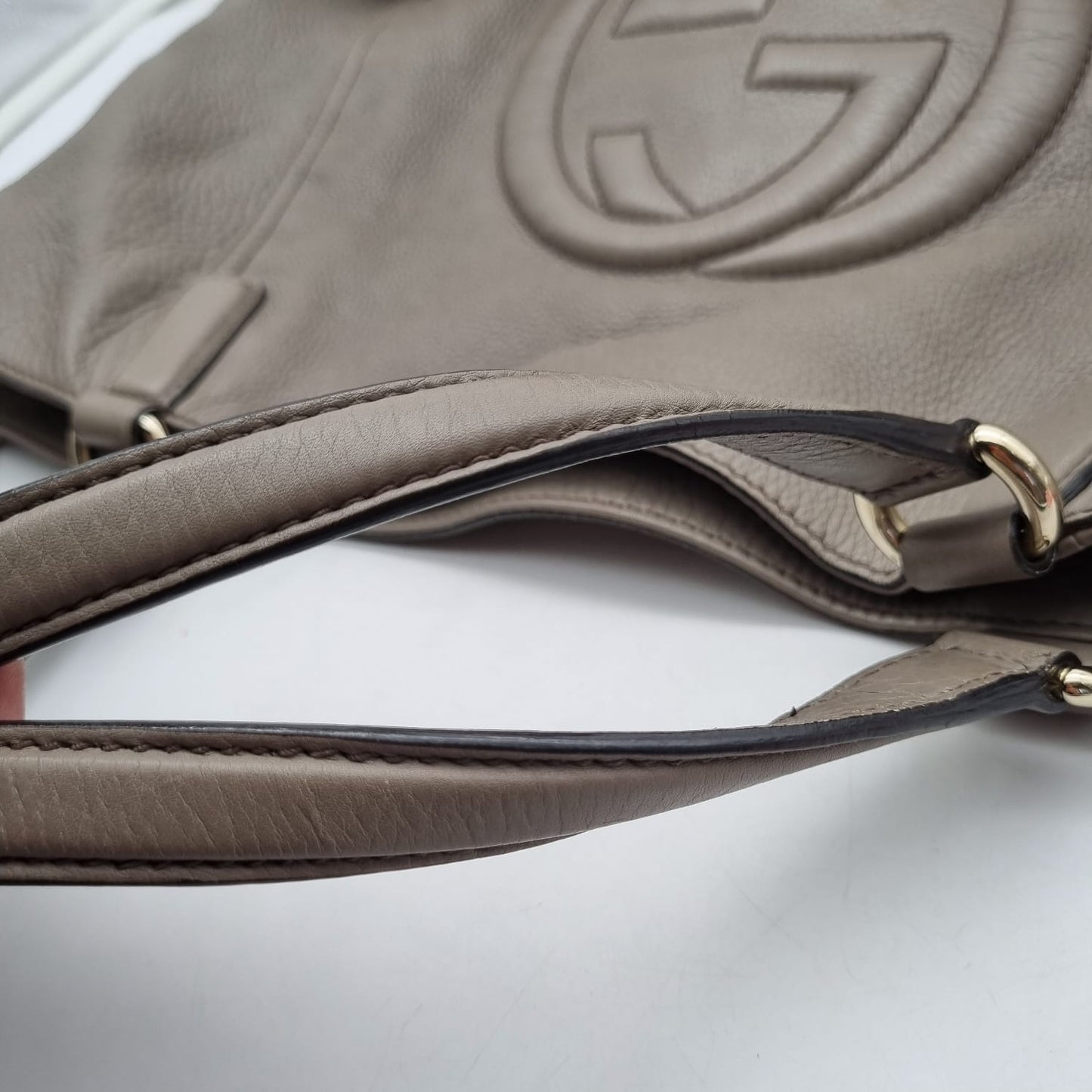 Gucci Soho Leather Shoulder Bag Grey Size 34x12x30