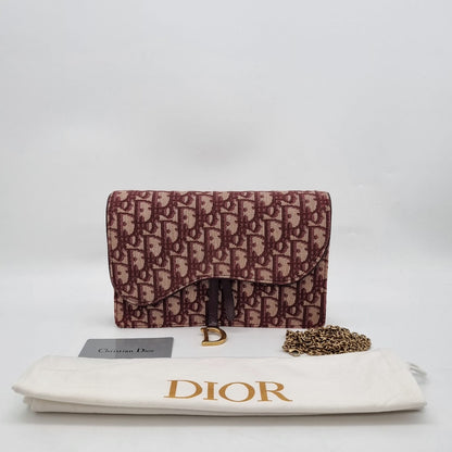 Dior Oblique Saddle Pouch Maroon 2019 Size 21x4x14