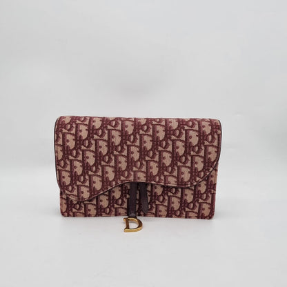 Dior Oblique Saddle Pouch Maroon 2019 Size 21x4x14