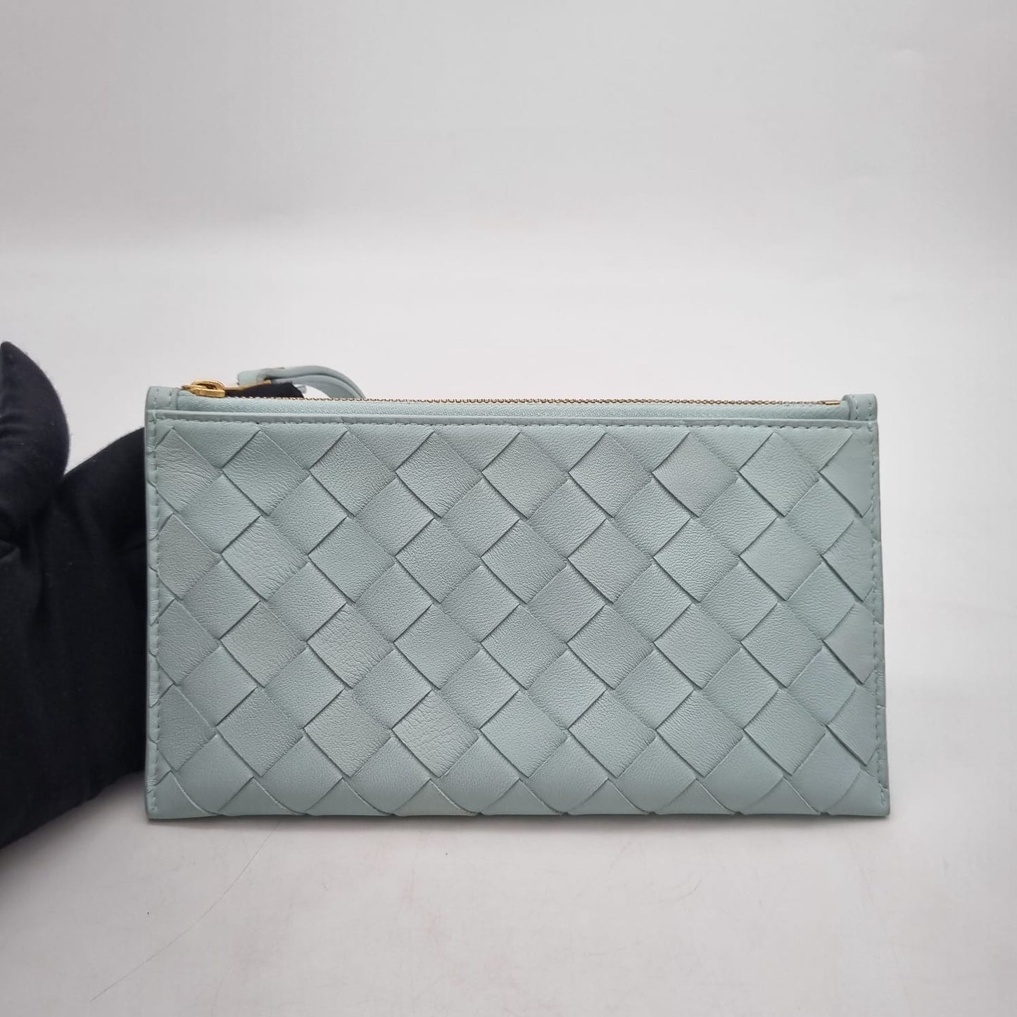 Bottega Veneta Card Case Intrecciato Nappa Turquoise Size 20x11 NEW