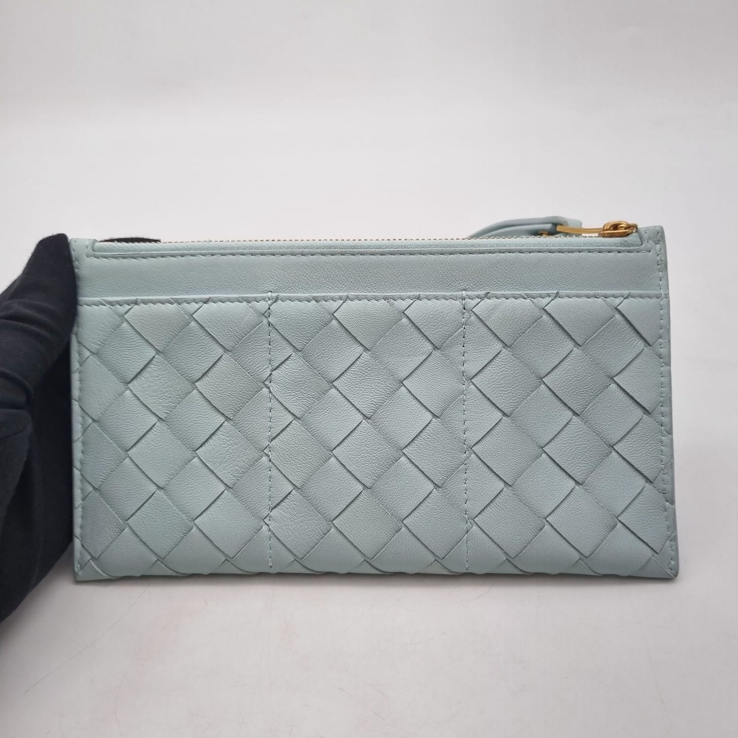 Bottega Veneta Card Case Intrecciato Nappa Turquoise Size 20x11 NEW