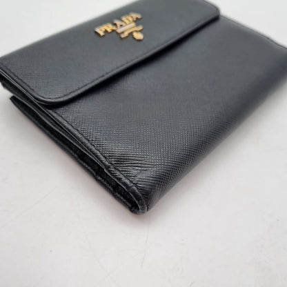 Prada Bifold Wallet Black Size 12x10