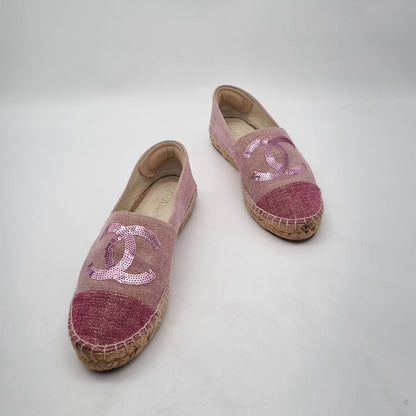 Chanel Espadrilles Canvas Pink Size 37/23