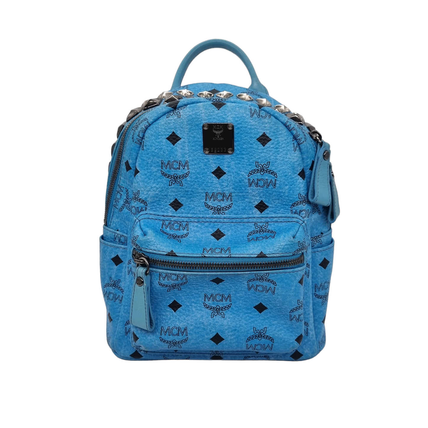 MCM Beebeeboo Backpack Small Studed Blue Size 21x11x25