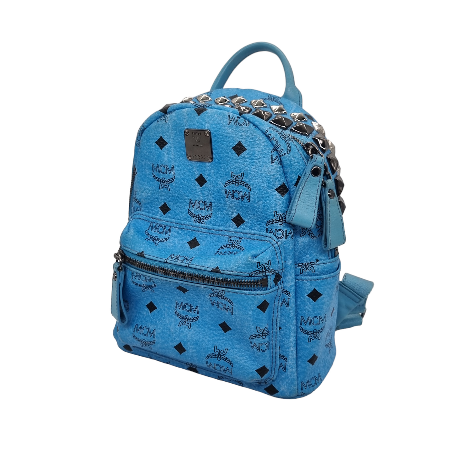 MCM Beebeeboo Backpack Small Studed Blue Size 21x11x25